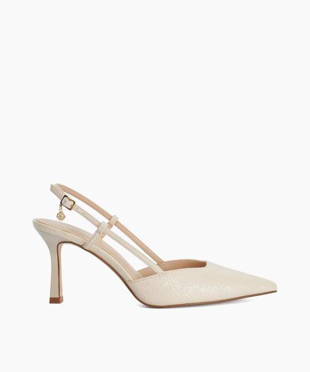 Composure Ecru - Pointed Mid Heel Slingback Heels