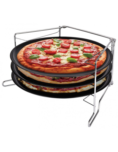 Zestaw 3 form do pizzy ze stelażem KINGHOFF