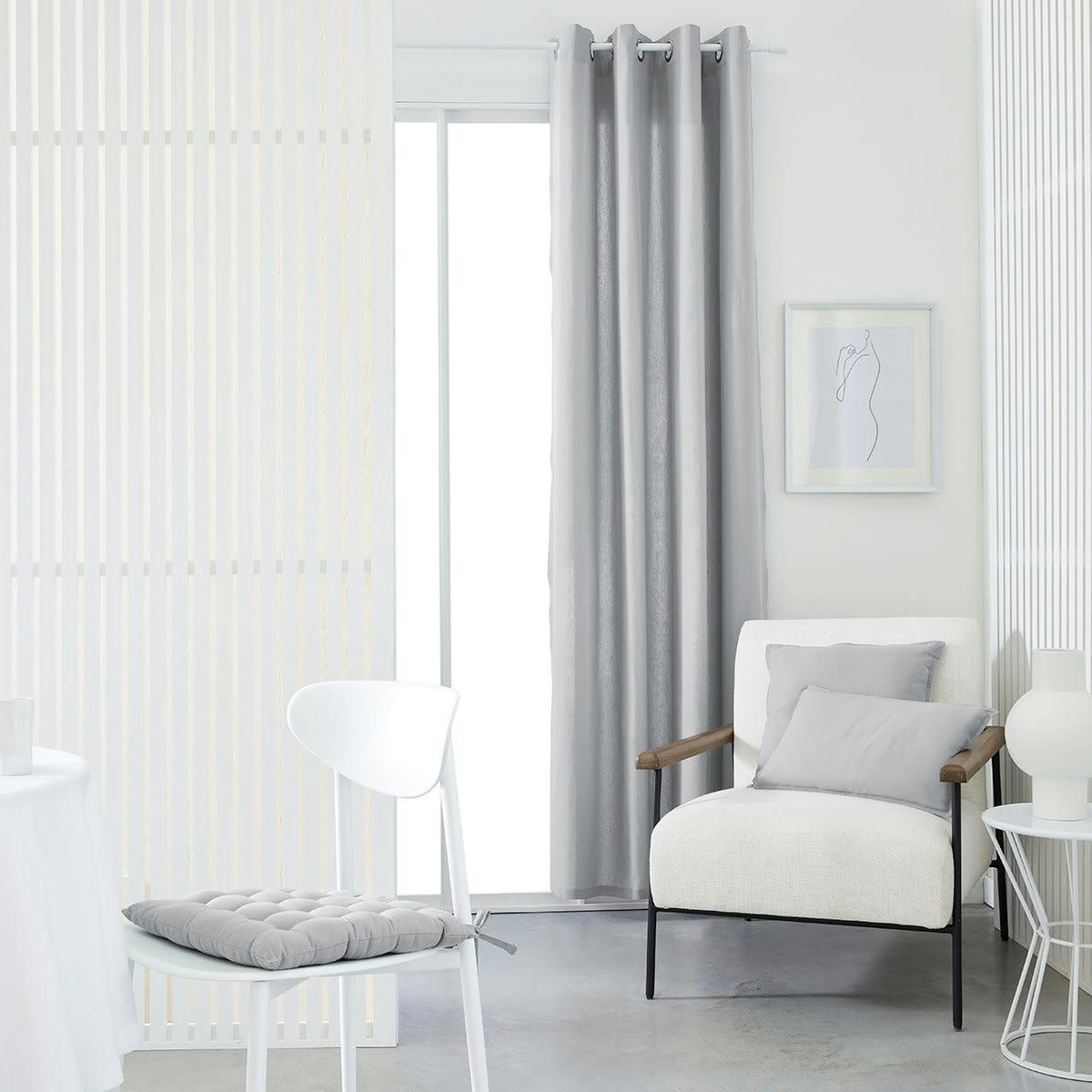ESSENTIAL PANAMA - Rideau œillets en Viscose Gris 140x240 cm