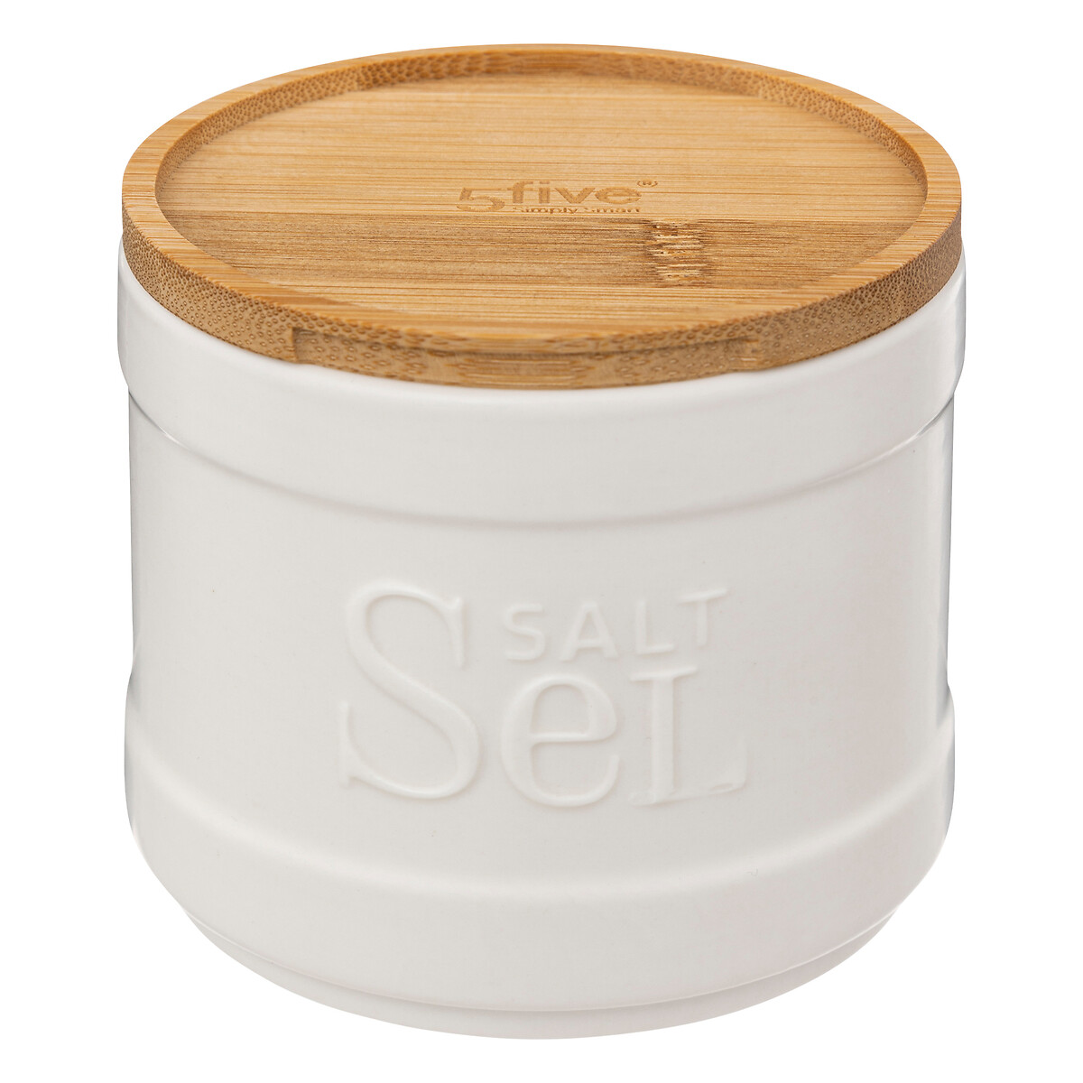 Caixa para sal NATUREO branca com tampa em bambu