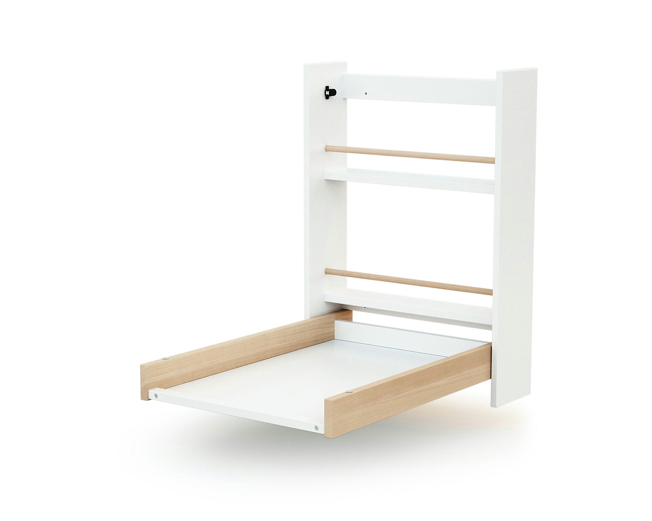 ESSENTIEL - Table à langer murale blanc et hêtre verni