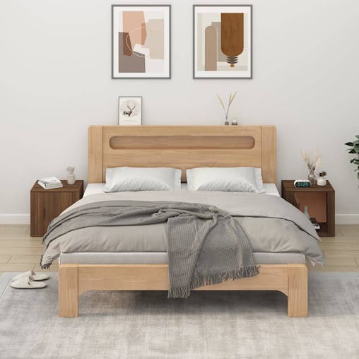 NNEVL Bedside Cabinets 2 pcs Brown Oak 50x39x47 cm