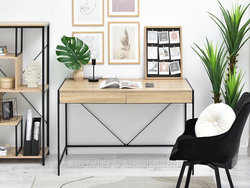 Skandynawskie Biurko Unif Sonoma Czarne Home Office