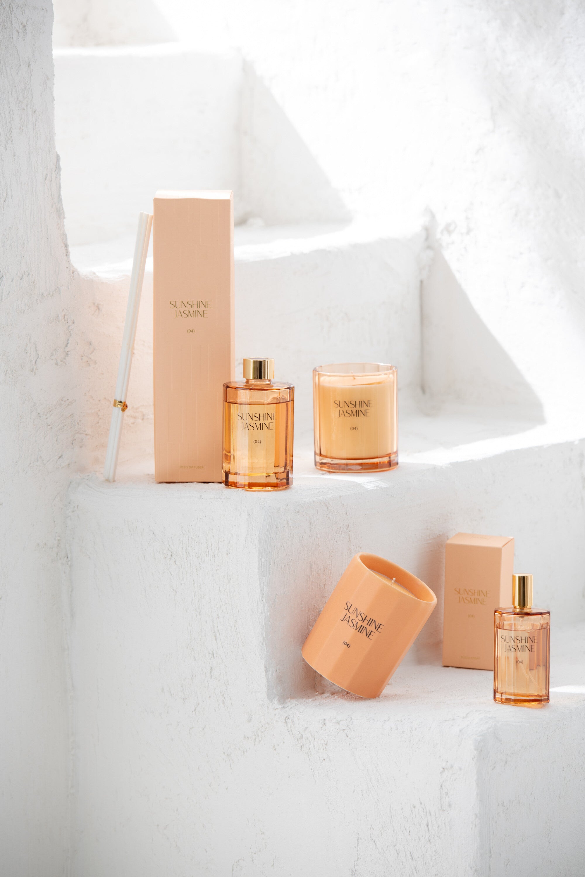 J-Line geurkaars Sunshine Jasmine - glas - goud - 30U