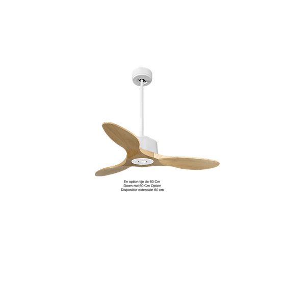 Modulo Regular Ring- Super destratificateur et ventilateur DC 106 cm blanc pales bois clair sans Lumière15 à 20 m²