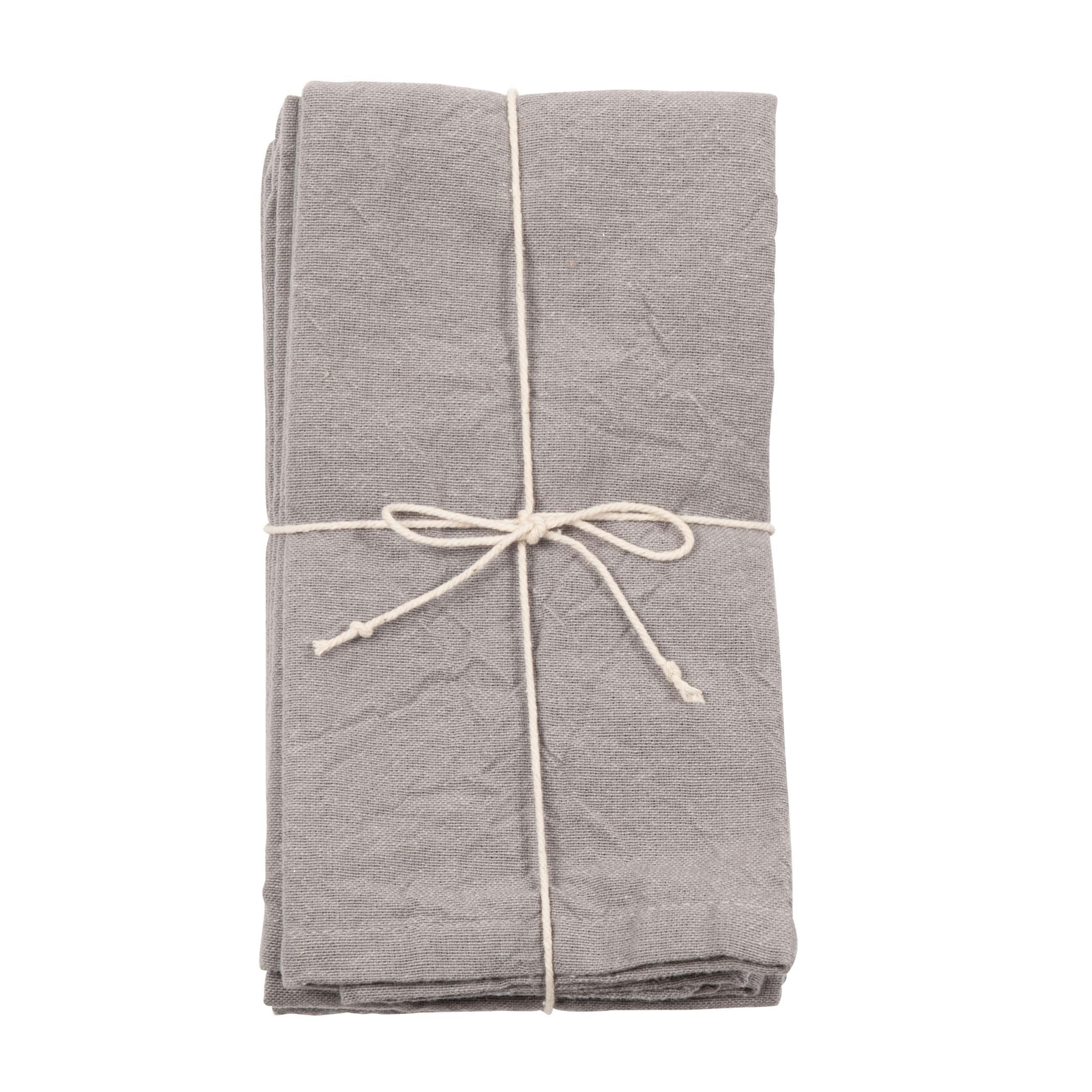 AZILISE - Serviettes en coton gris 42x42 (x4)