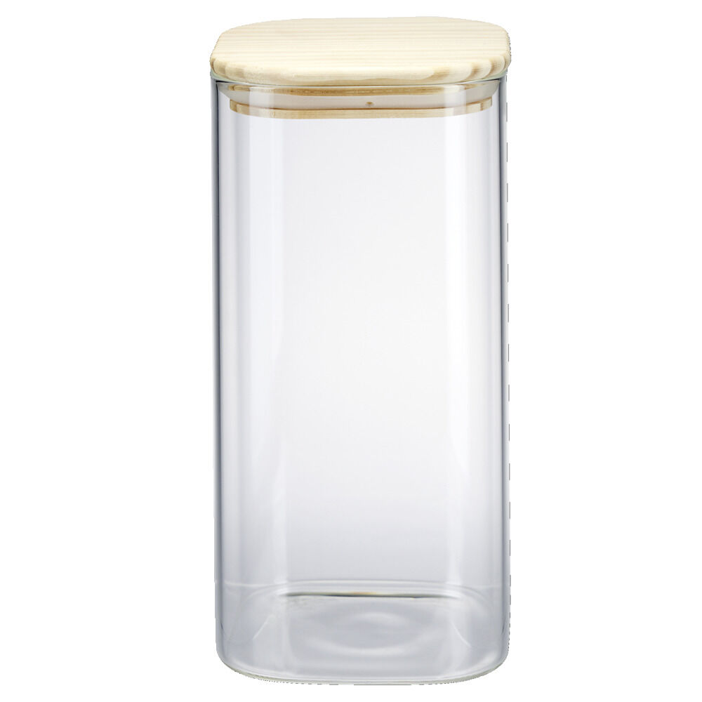Bocal de conservation 1,6L en verre avec couvercle en bois
