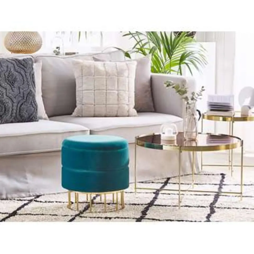 ELGIN - Poef - Blauw - 37 cm - Fluweel