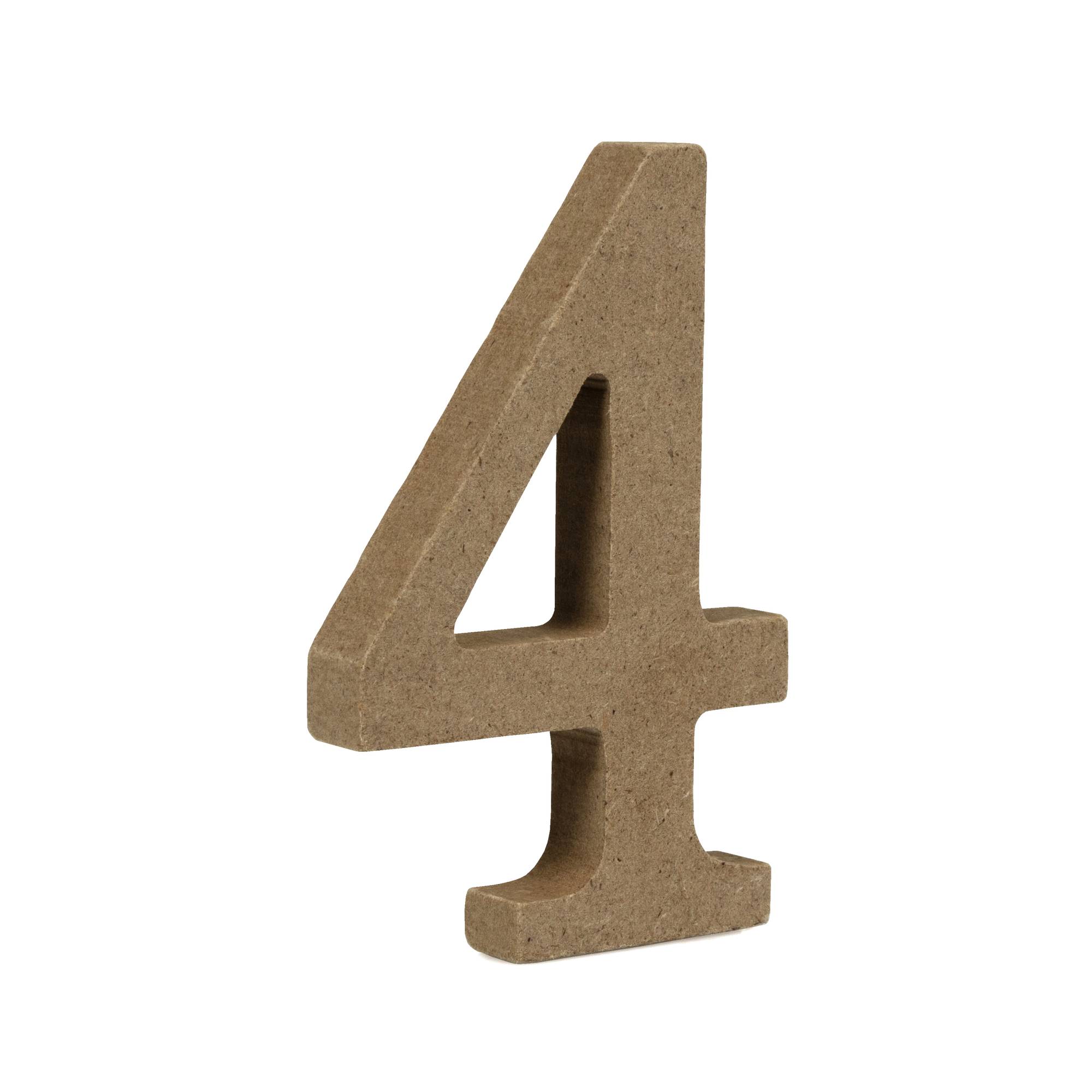 Mini MDF Wooden Number 4 8cm