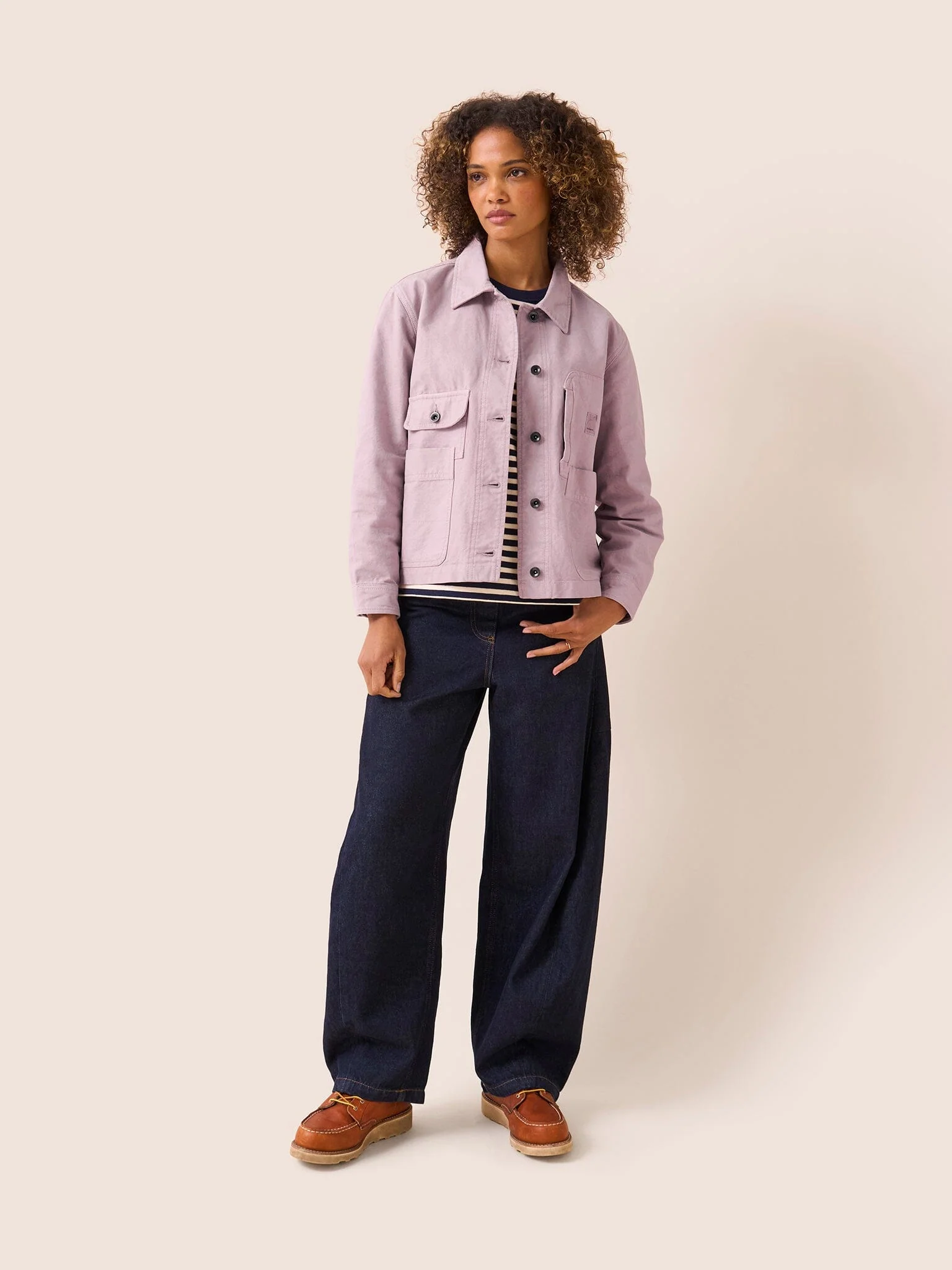 Avignon Cotton Pocket Chore Jacket in Pink