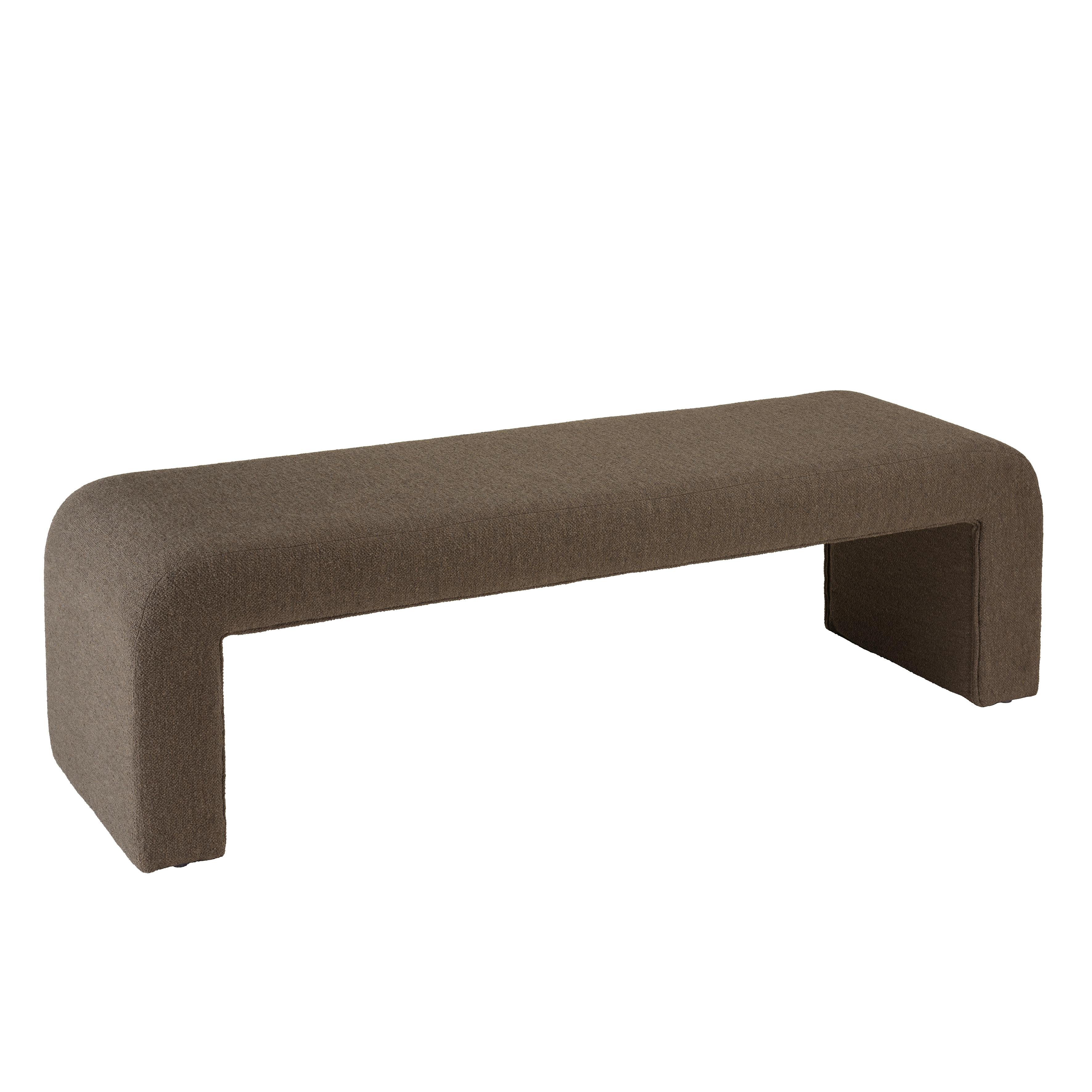 Banc/ Bout de lit en tissu petite bouclette taupe foncé COLOMBUS