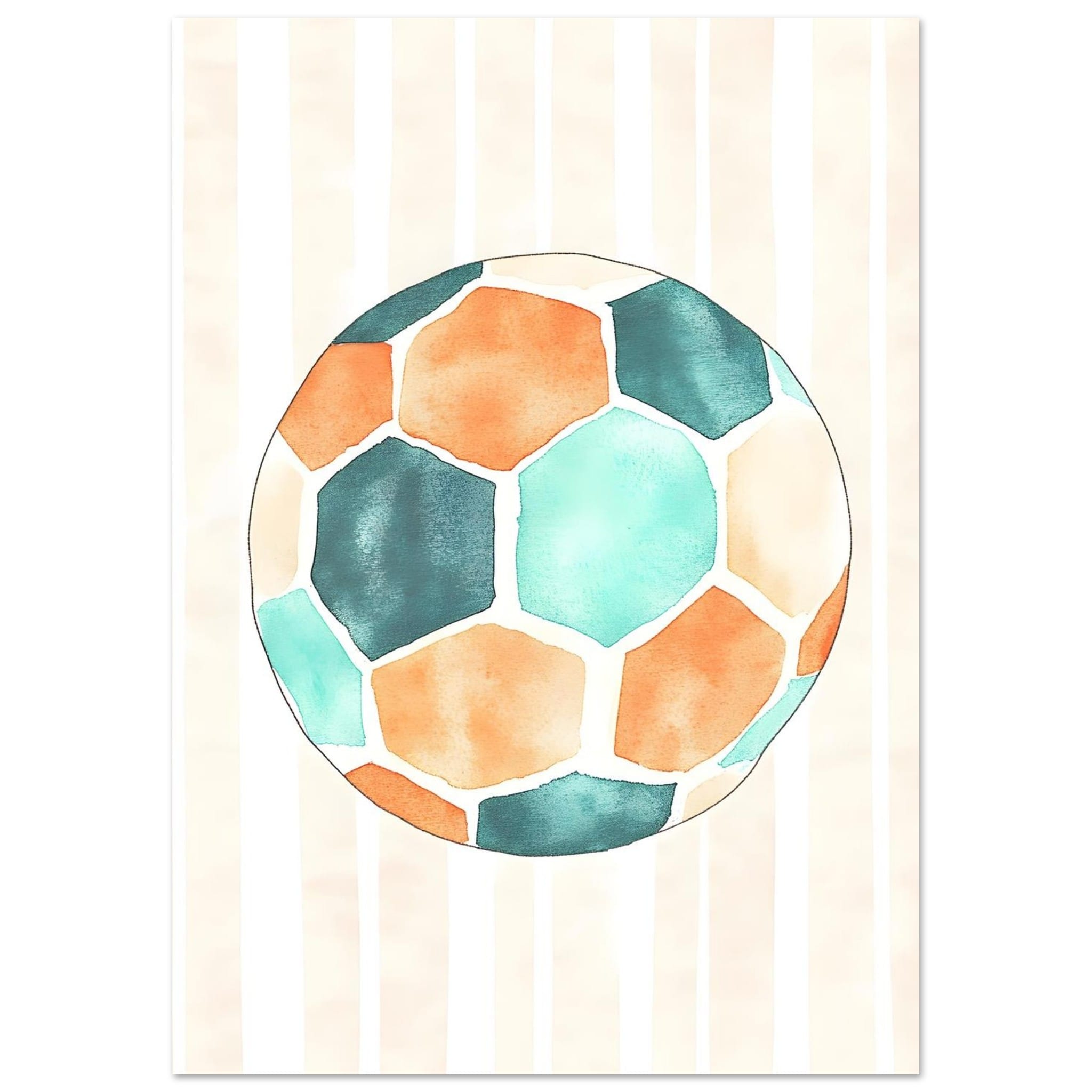 Artfulprints Poster Blauw oranje voetbal  - A4 21x29.7 cm - Meerkleurig