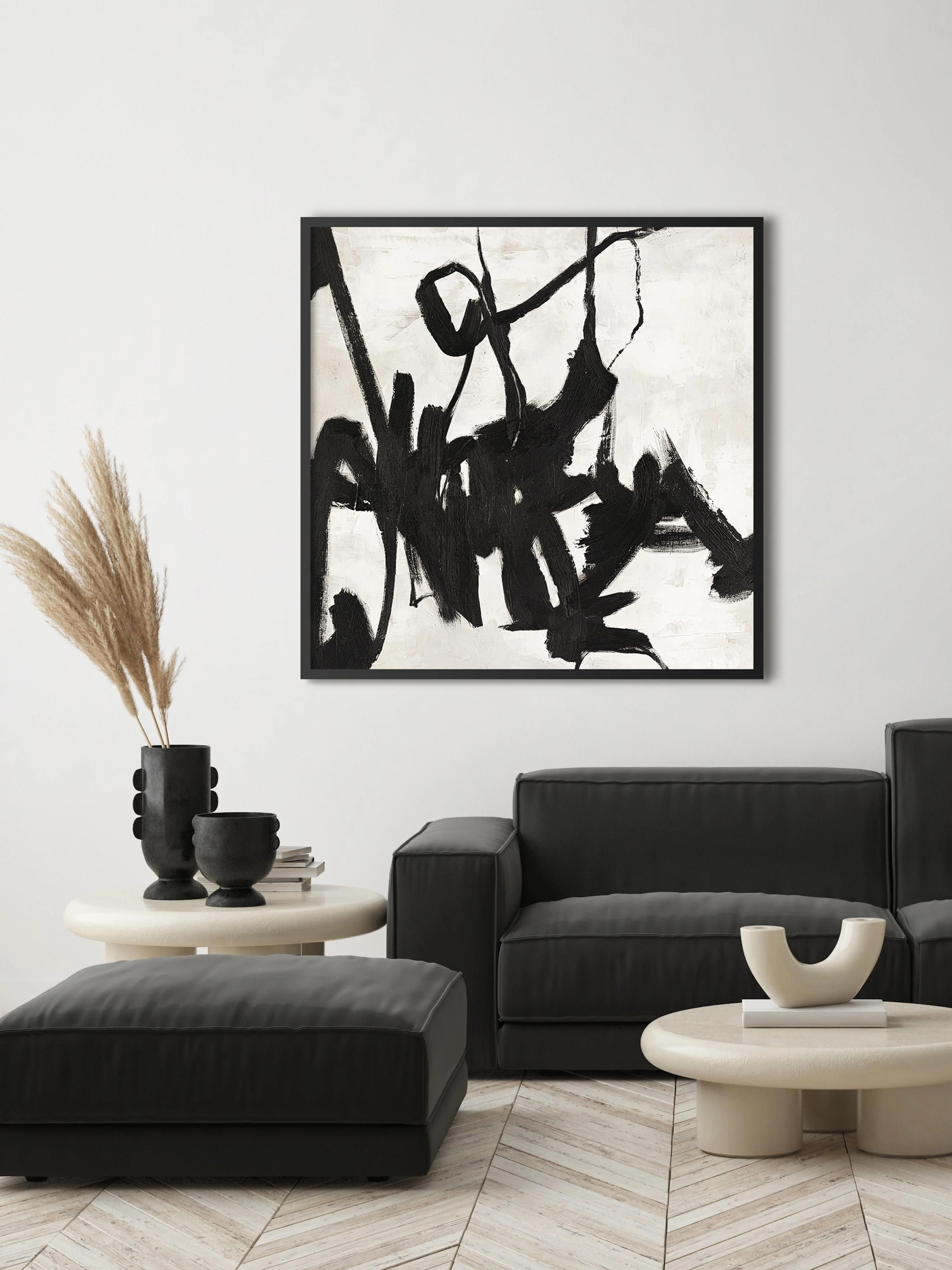 Handgemaltes, gerahmtes Leinwandbild Playblack