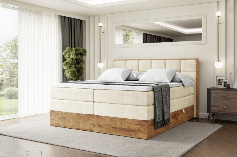 Łóżko kontynentalne z pojemnikiem i materacem H3|H4 LOLLI2 KING 120x200 cm