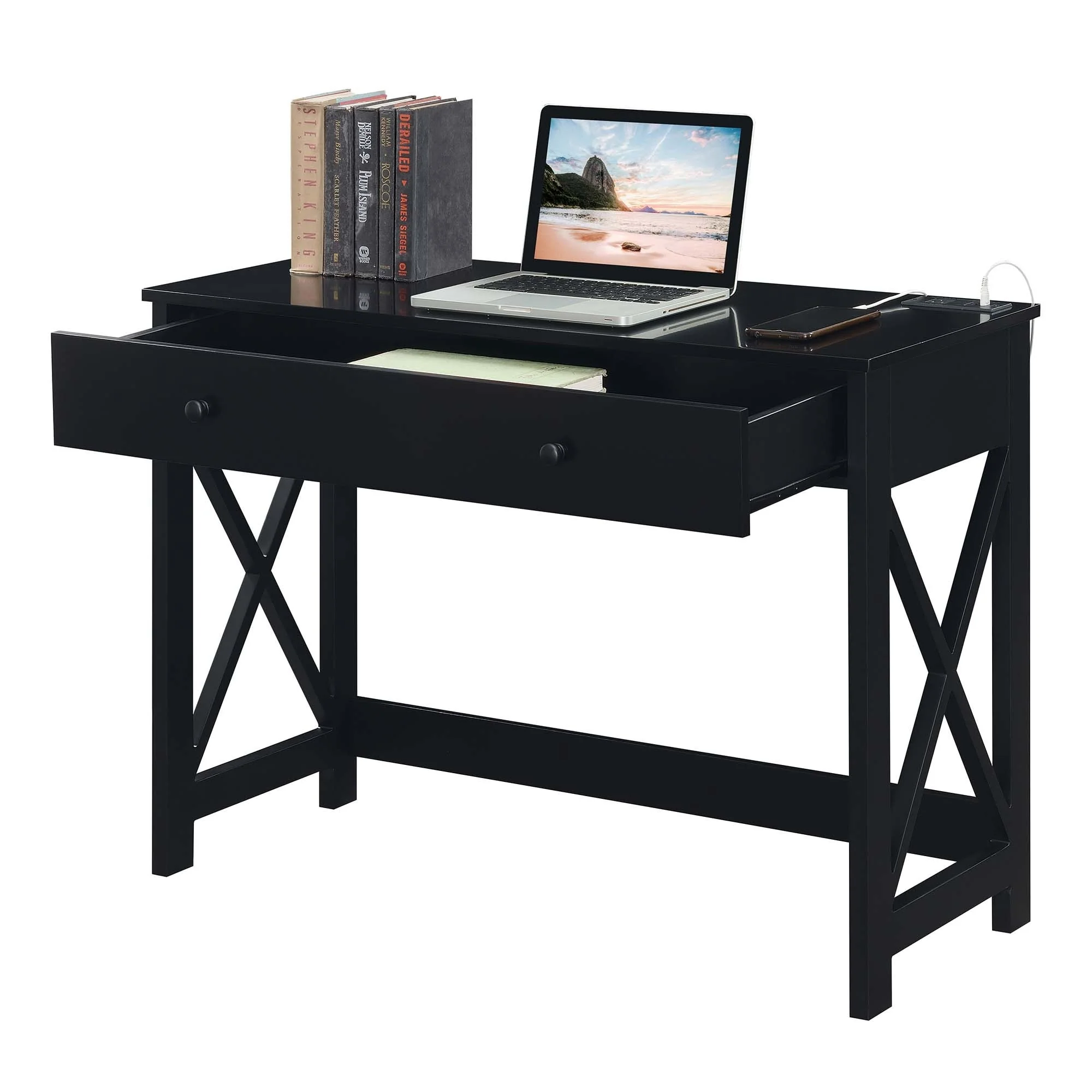 Convenience Concepts Oxford 1 Drawer 42 Desk with Charging Station
