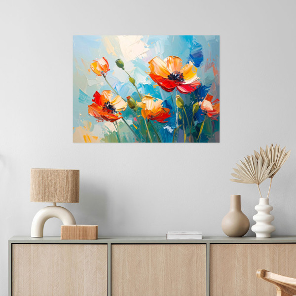 Plakat samoprzylepny Feeby Czerwone Maki Kwiaty 30x20