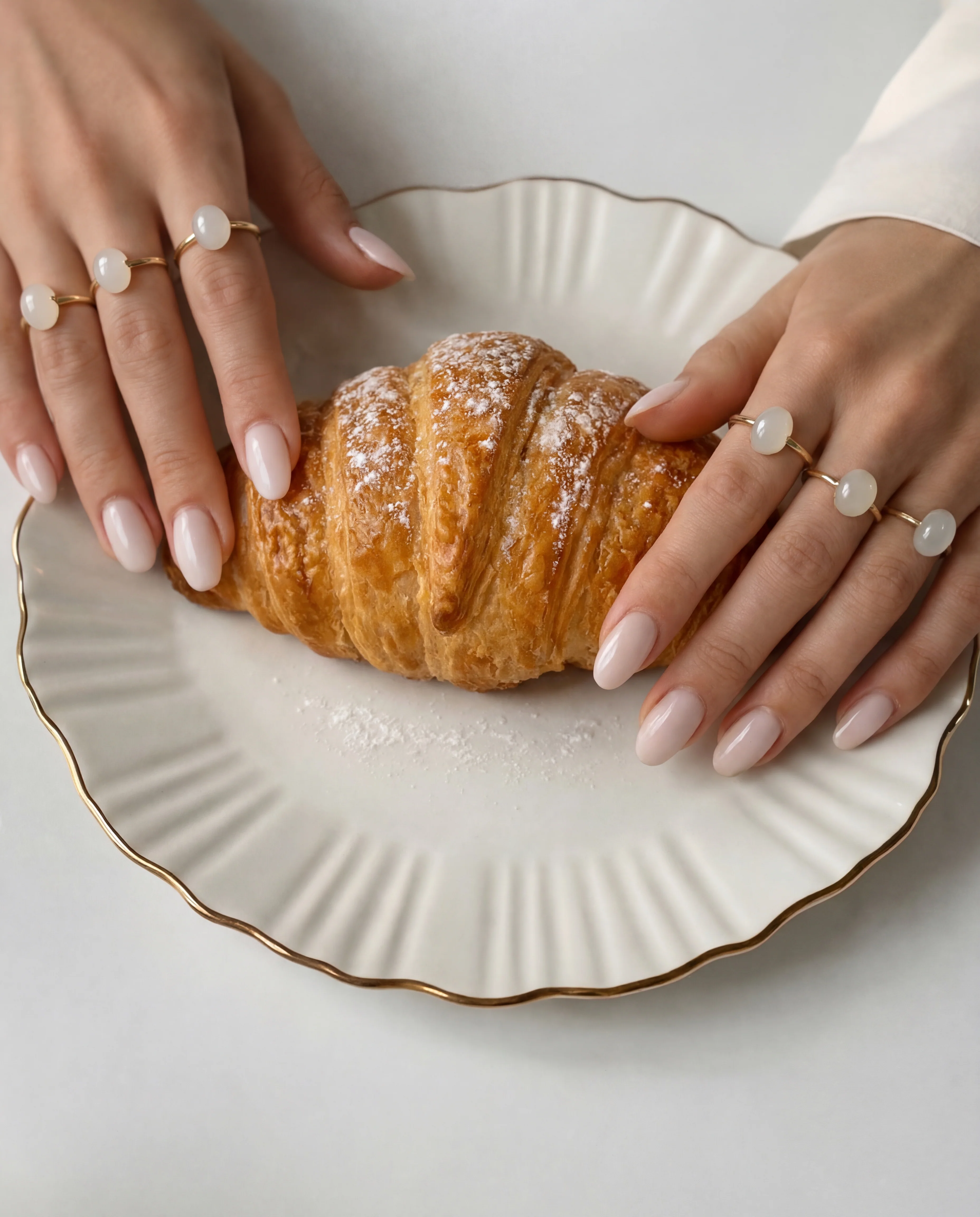 Halo — White Chalcedony Cabochon Ring