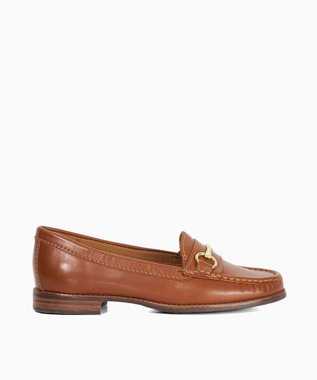 Glenny Tan - Wide Fit Leather Snaffle Trim Loafers