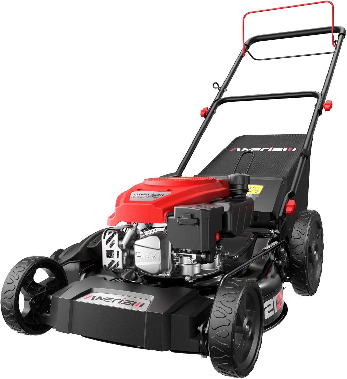 Amerisun 21 Self-Propelled Gas Lawn Mower  170cc OHV Engine with Forced Air-Cooling  3-in-1 System  Steel Deck  6-Position Height Adjustment  Foldable Handle