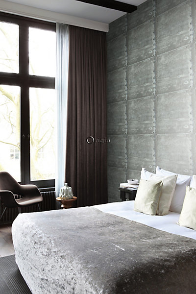 Origin Wallcoverings papier peint grandes plaques métalliques rouillées vert lagune clair 53 cm x 10.05 m