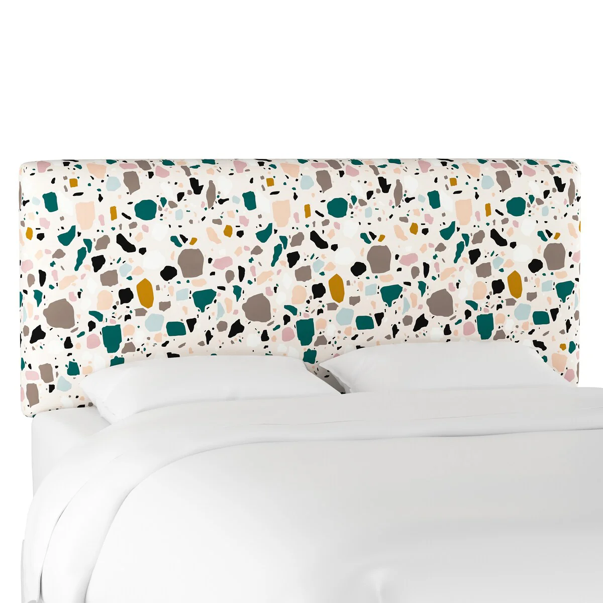 Skyline Furniture Twin Upholstered Headboard in Terrazzo Emerald Ochre