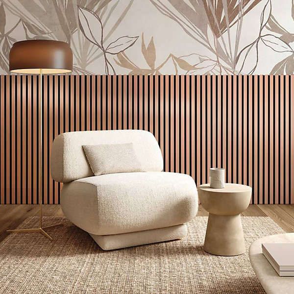 Panneau Mural acoustique tasseaux bois 120 x 30 x 1,9 cm - rose gold / feutrine noir - 0,36m²