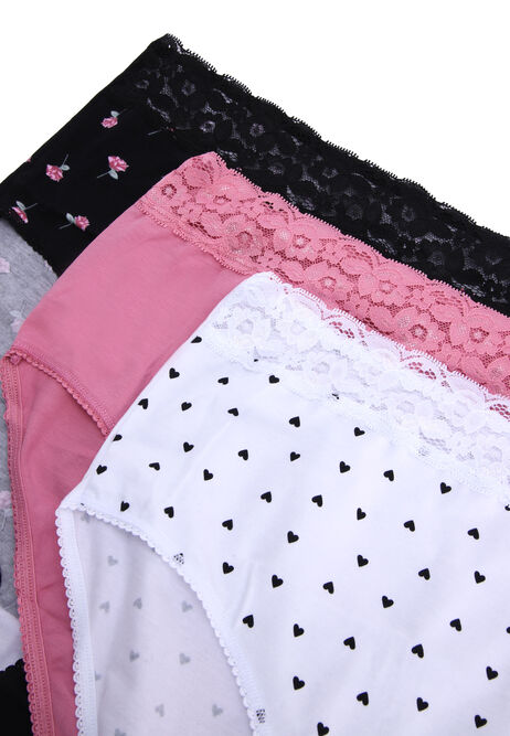 Womens 3pk Black Heart Print Full Briefs