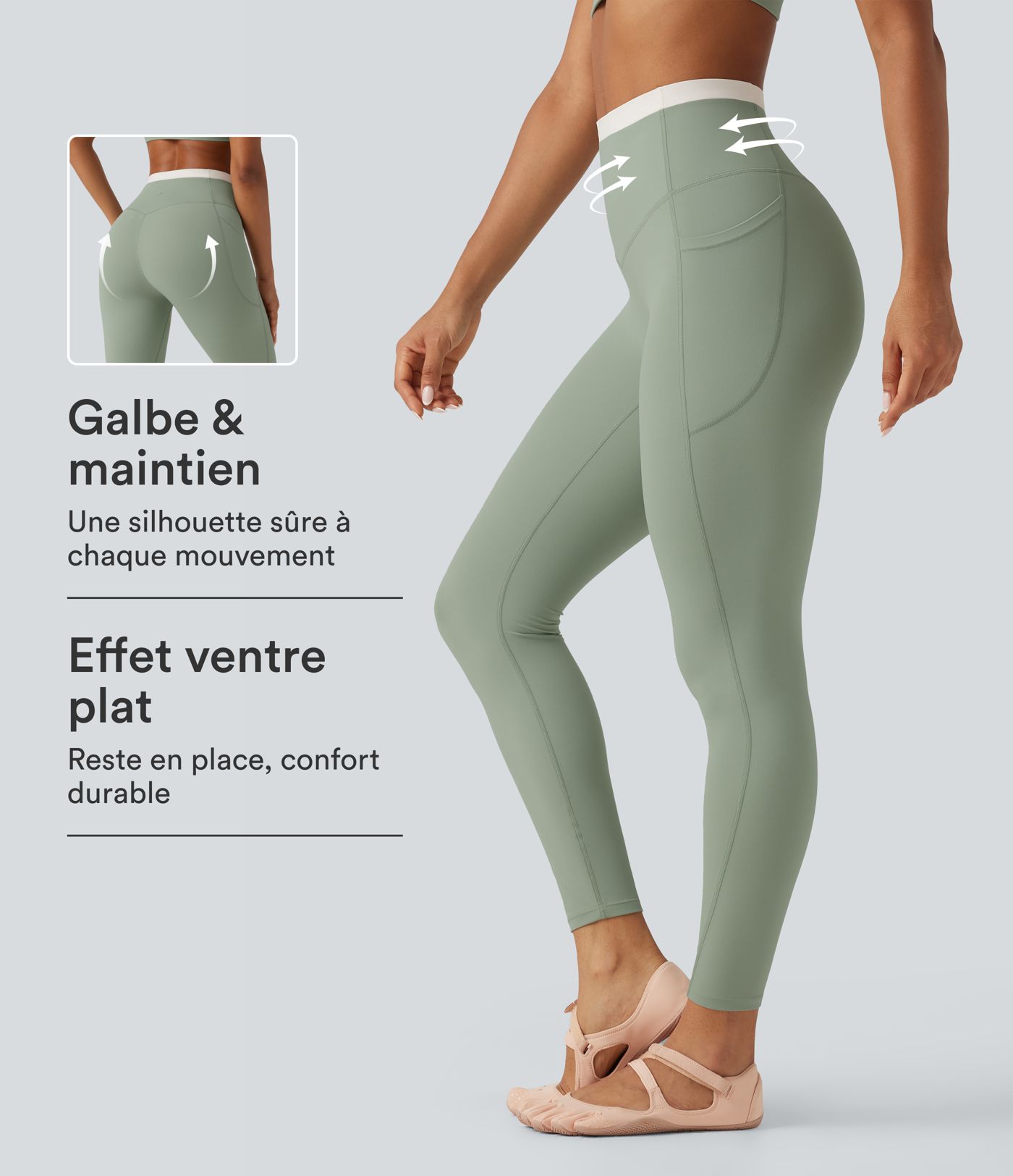 Legging de yoga skinny Halara UltraSculpt™ taille haute gainant color block avec poches
