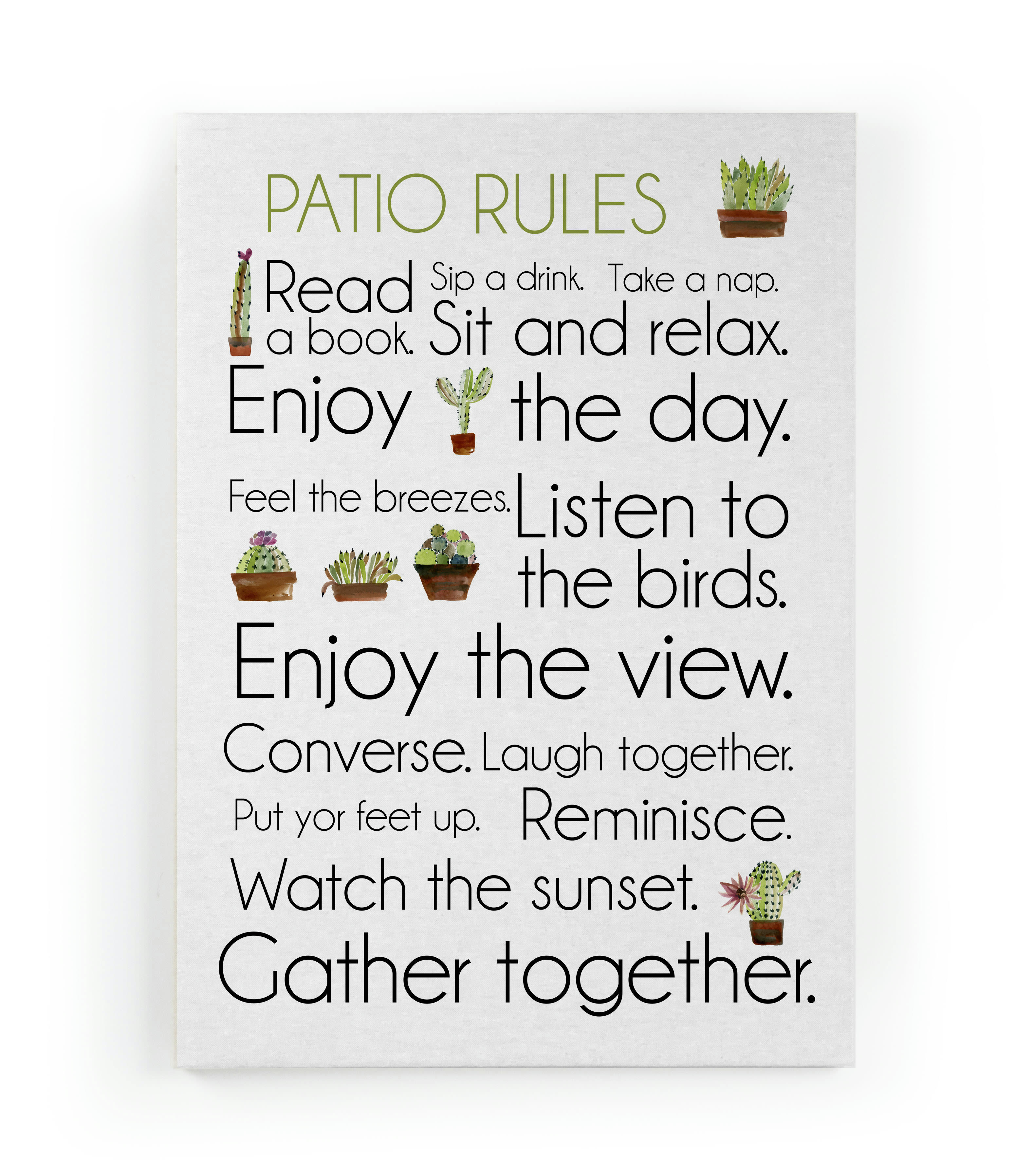 PATIO RULES - Peinture sur toile 60x40 imprimé HD règles cour patio