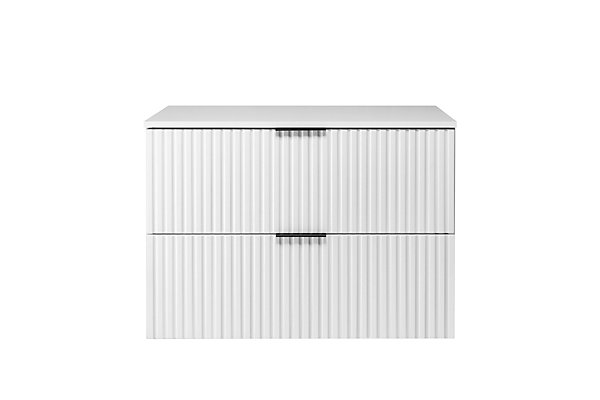 Meuble vasque, Blanc, 80 x 57 x 46 cm, poignée noire   Plan de travail