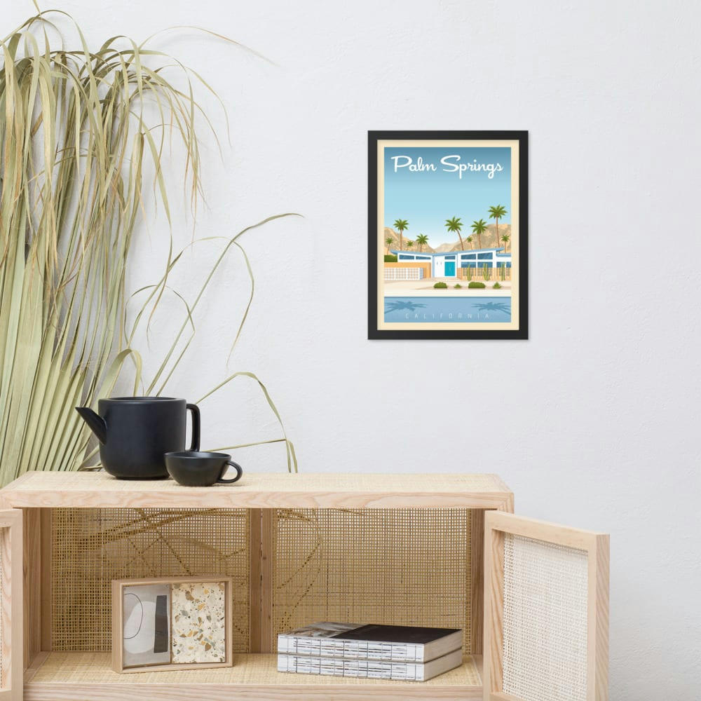 - Affiche Palm Springs Etats-Unis + Cadre Bois noir 21x29,7 cm