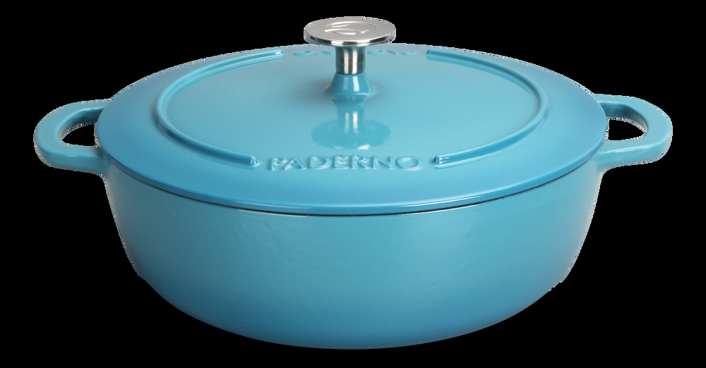 PADERNO Braiser, Durable Cast Iron, Oven Safe, Atlantic Blue, 5-qt