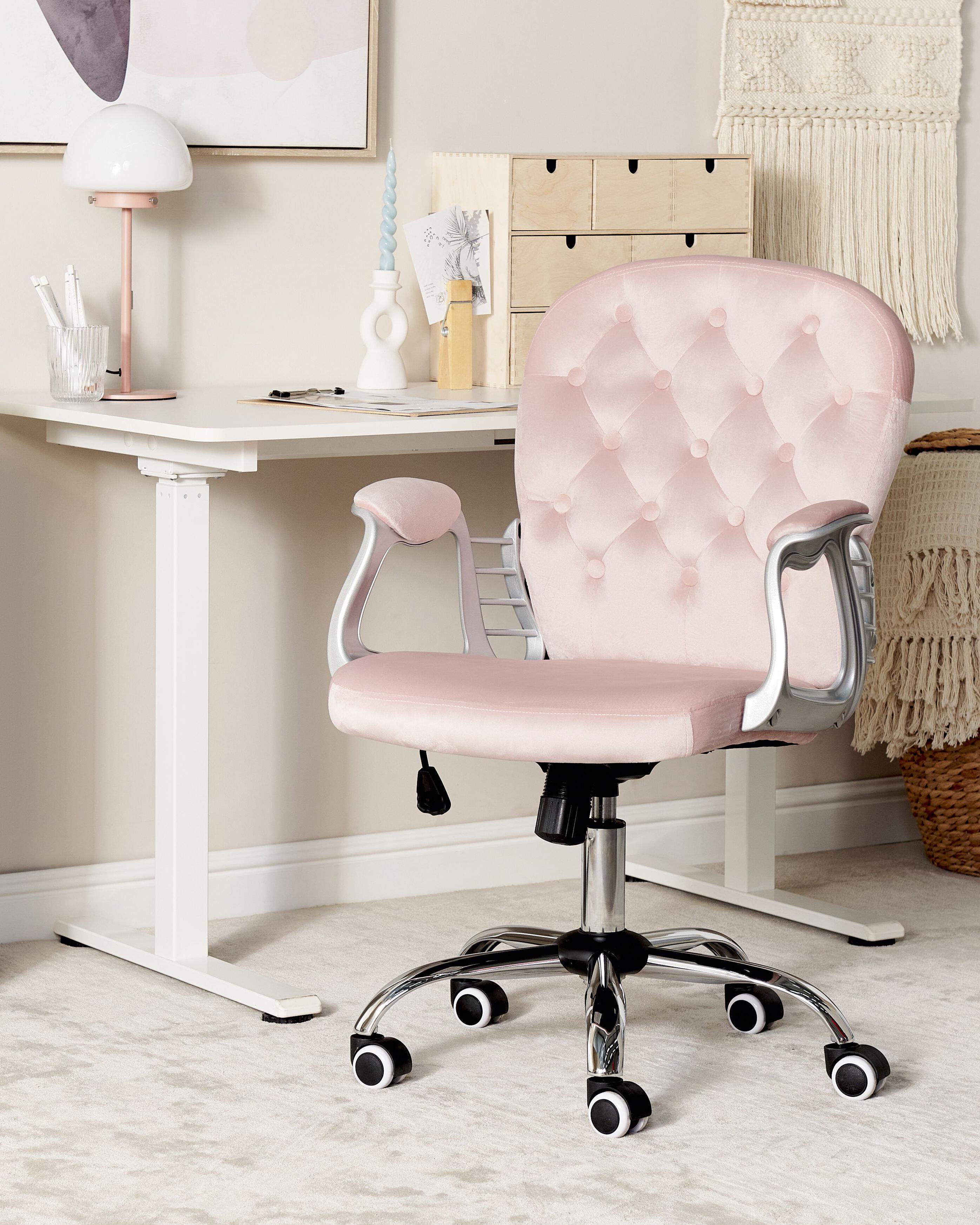 Desk Chair PRINCESS Velvet Pastel Pink