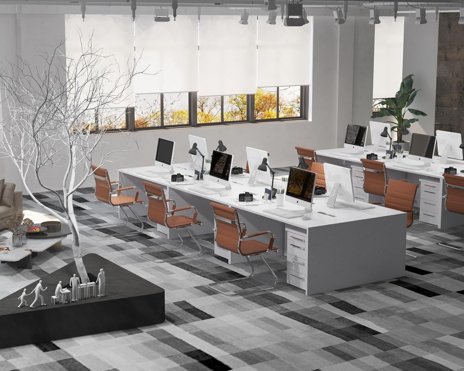 CIMOTA Waiting Room Chairs Leather Office Guest Chair Mid Back Reception Chairs with Sled Base for Meeting/Patient/Conference Room, Coffee Set of 8