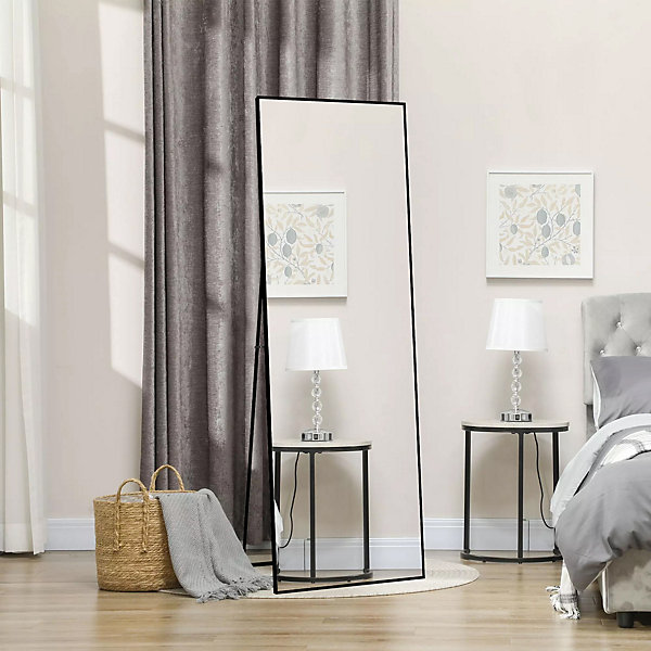 Miroir sur pied (177 x 77 cm) à poser au sol, à incliner ou à accrocher,Cadre noir