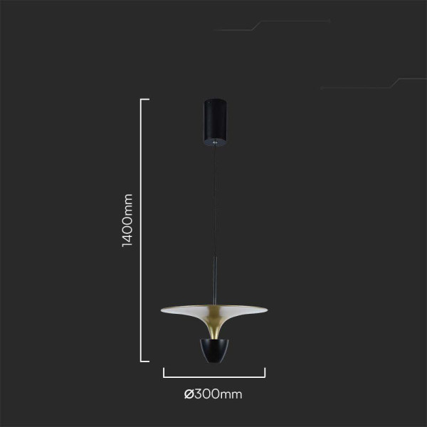 Lampa wisząca VT-7832 złota LED 1x9W Neutralna biel 1000lm V-TAC