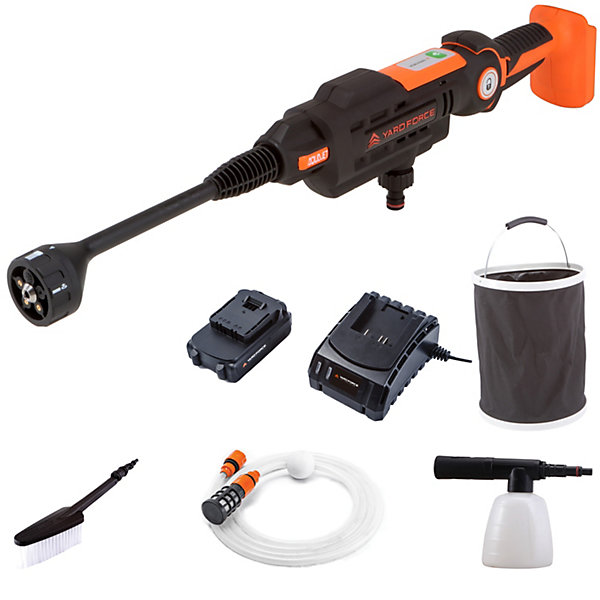 Nettoyeur Aquajet 22Bar 20V sans Fil avec Batterie Li-Ion 2.5Ah, Chargeur et Accessoires Yard Force - LW C02A
