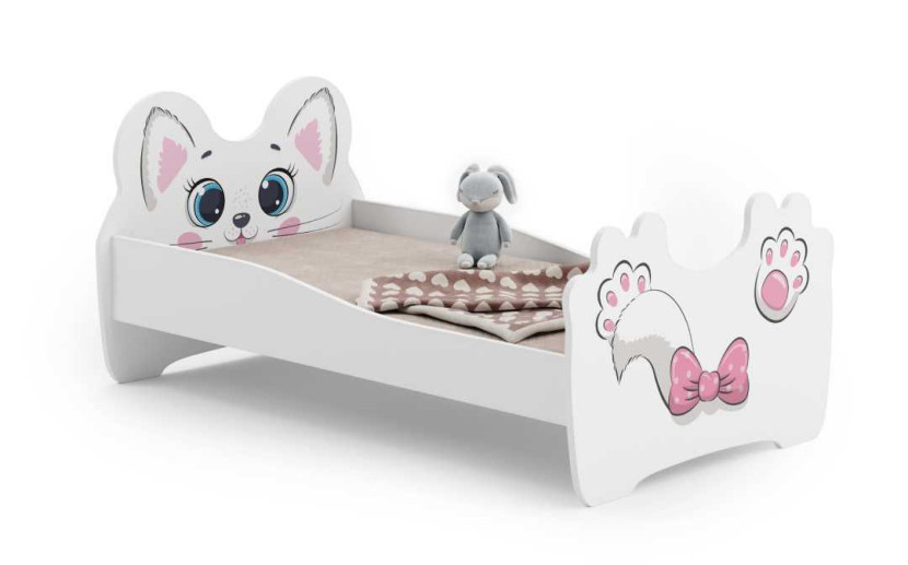 Łóżko dziecięce pojedyncze Pink Cat 140x70