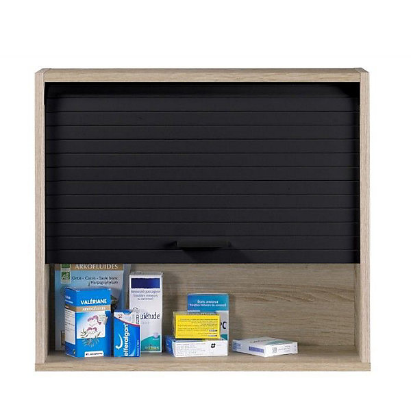 Meuble Cuisine Chêne Rideau Noir 1 Etagère Larg 60 Haut 53.6 Prof 25 cm - L 60 x l 25 x H 53.6 cm