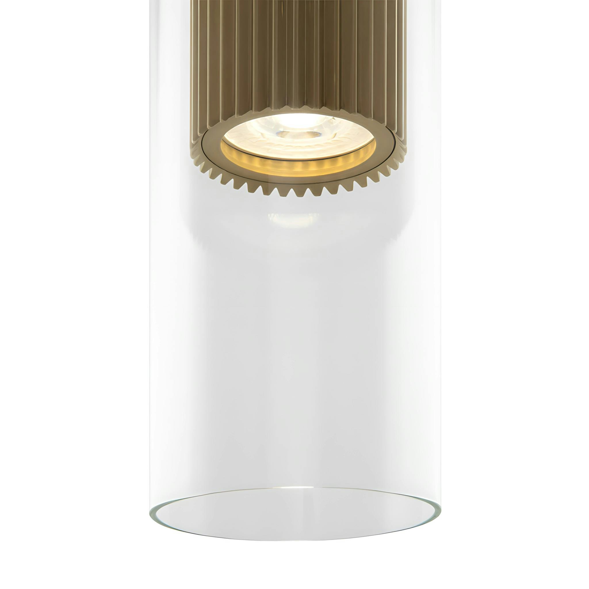 Suspension design verre – cylindre doré et transparent TAVA