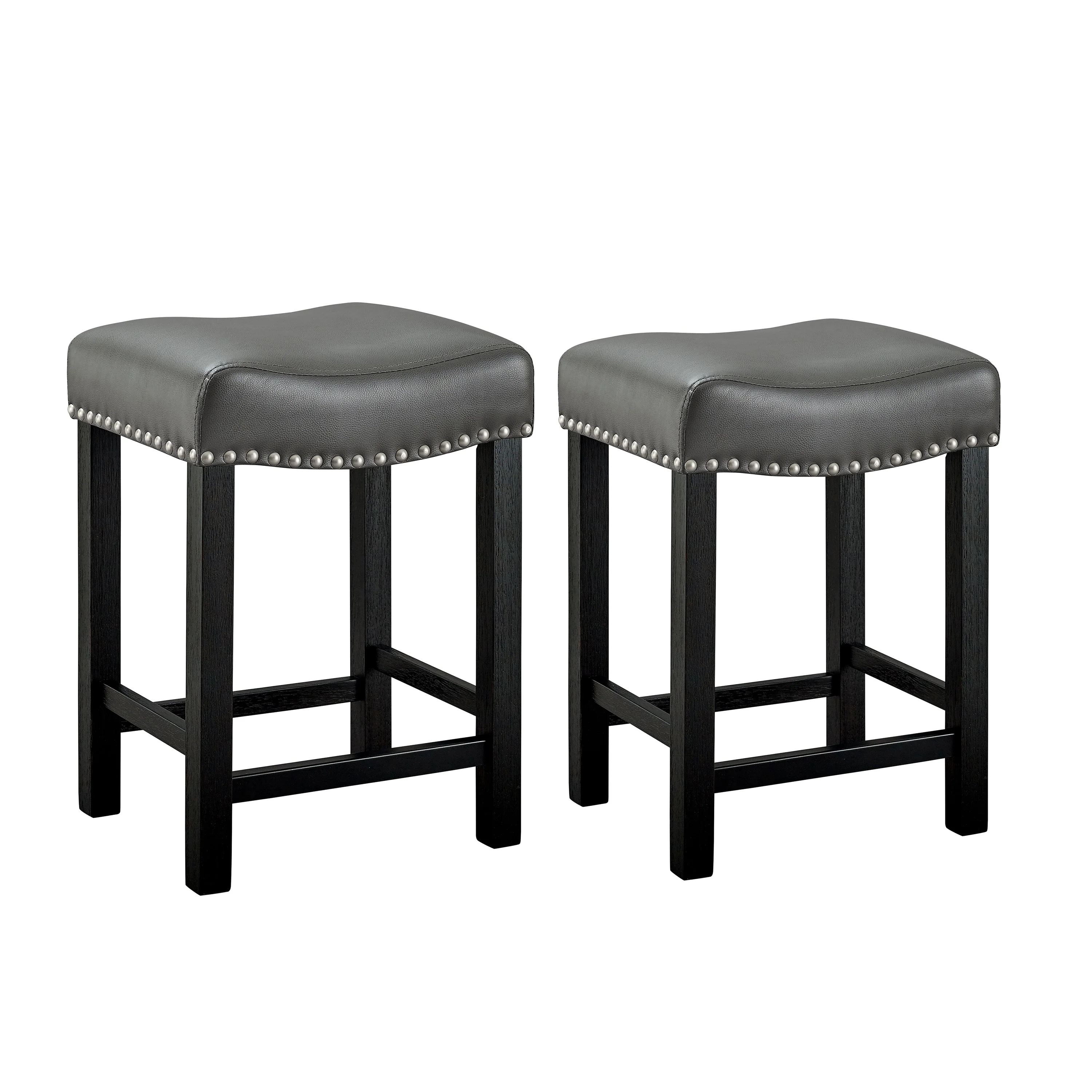 Steve Silver Ariana Gray Faux Leather Counter Stool - Set of 2