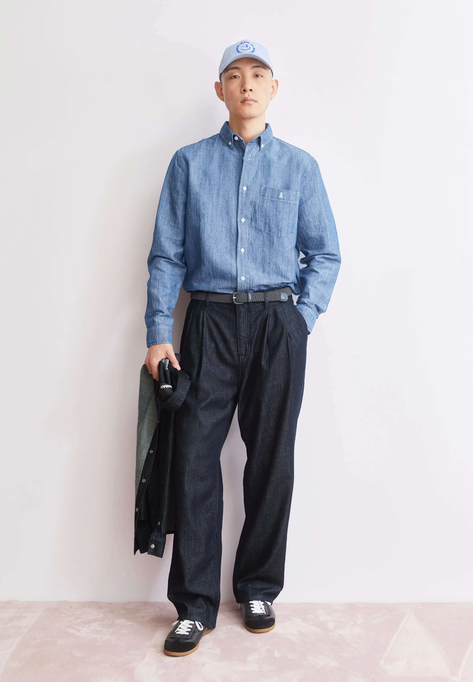 CHAMBRAY-LEINEN LANGARMHEMD