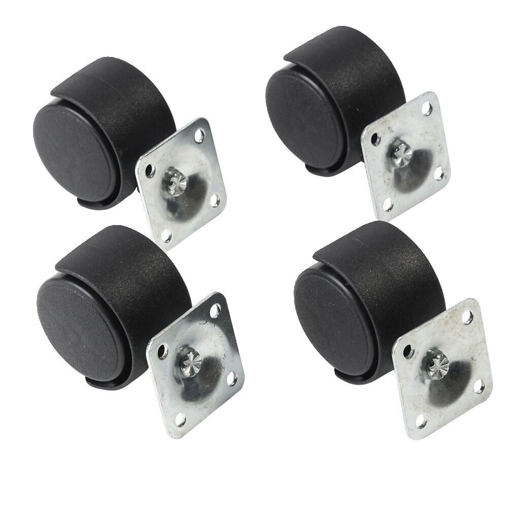 Roulettes rotatives noires x4 en plastique et métal