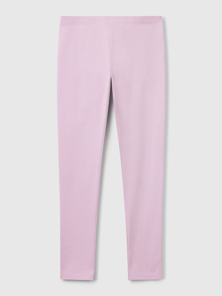 Stretch cotton leggings with logo