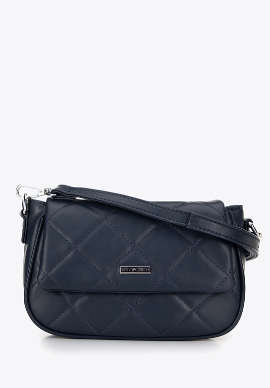Damska crossbody z ekoskóry w przeszycia granatowa