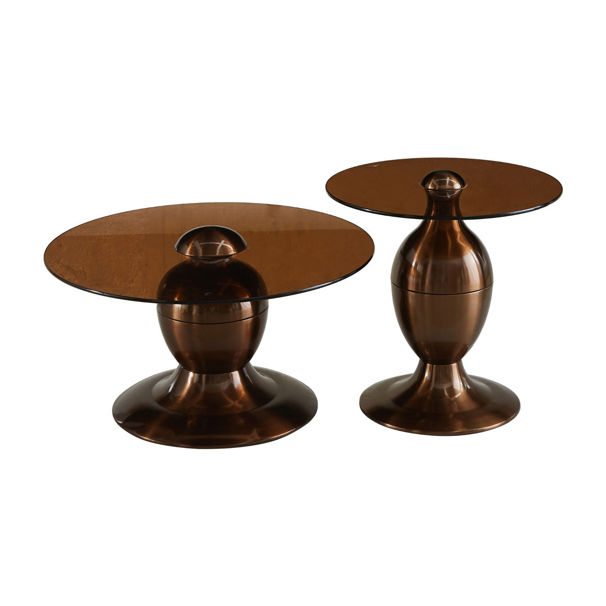 StarFurn Salontafel June - Rond Bruin Glas - Set van 2 - 70x70x39cm