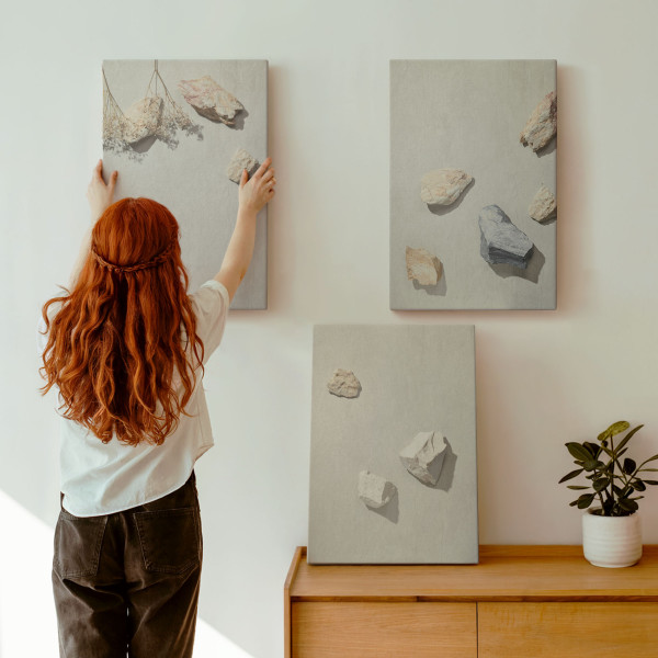 Obraz canvas 3 częściowy Boho kamienie | 3x40x60 | Wallfluent