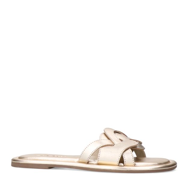 Gouden leren slippers
