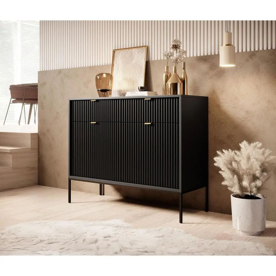 Meubella - Dressoir Navil - Zwart - 104 cm