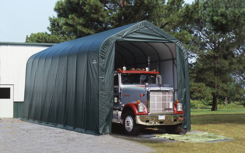 ShelterLogic ShelterCoat™ Peak Style Shelter, Green, 14-ft x 28-ft x 12-ft